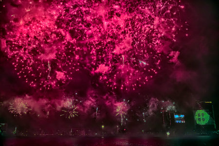 New Year's fireworks in Rigaの写真素材