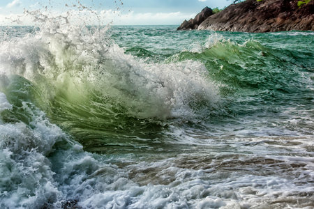 crashing ocean waves during storm
