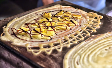 Pancakes with bananas thailandの写真素材