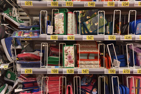 Russia, St.Petersburg, 22,07,2017 School pencil cases in the storeのeditorial素材