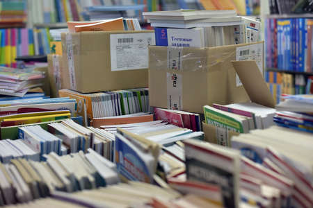 Russia, St. Petersburg, 30,08,2015 Textbooks in the bookstoreのeditorial素材