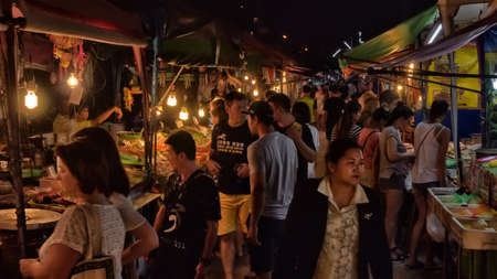 Thailand, Pattaya 26,06,2017 Night food market in Pattayaのeditorial素材