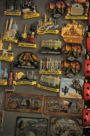 Russia, St. Petersburg, 04,11,2014 Souvenir magnets with views of St. Petersburgのeditorial素材