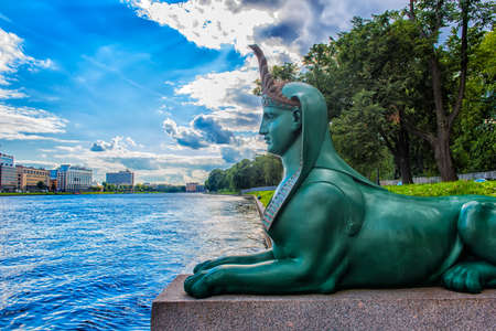 Russia, St. Petersburg, 16,08,2017 Sphinx on the waterfrontのeditorial素材