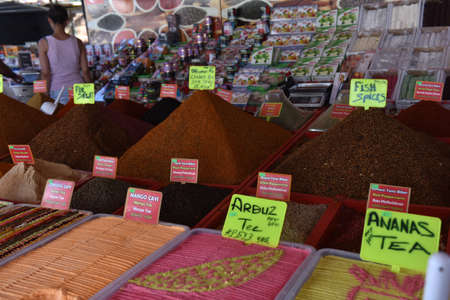 Turkey, Kemer, 07,08,2017 Spices on the street marketのeditorial素材