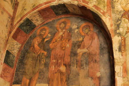 DEMRE, TURKEY - 13,07,2014 Frescos in the Saint Nicholas (Santa Clause) church  in Demre, Turkey. It's an ancient Byzantine Churchのeditorial素材