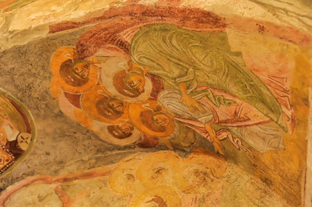 DEMRE, TURKEY - 13,07,2014 Frescos in the Saint Nicholas (Santa Clause) church  in Demre, Turkey. It's an ancient Byzantine Churchのeditorial素材