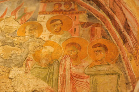 DEMRE, TURKEY - 13,07,2014 Frescos in the Saint Nicholas (Santa Clause) church  in Demre, Turkey. It's an ancient Byzantine Churchのeditorial素材