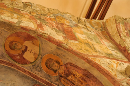 DEMRE, TURKEY - 13,07,2014 Frescos in the Saint Nicholas (Santa Clause) church  in Demre, Turkey. It's an ancient Byzantine Churchのeditorial素材