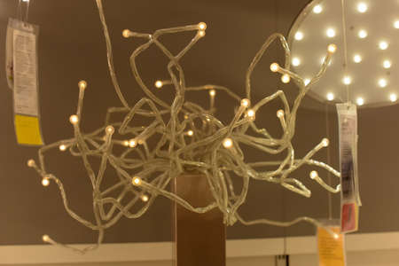 Russia, Saint-Petersburg, 15,03,2015 Various lighting fixtures, lamps and nightlights in the Ikea storeのeditorial素材