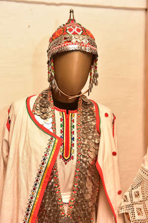 Russia, Yadrinsky district, 20,10,2017 Mannequin in the national Chuvash suit, Museum of the Chuvash peasant.のeditorial素材