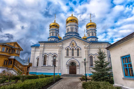 Russia, Tsivilsk 21,10,2017 Tikhvin Bogorodichny Uspensky Monastery is an Orthodox women's monastery, located in the city of Tsivilsk, on the banks of the old riverbed of the Bolshoy Tsivil Riverのeditorial素材