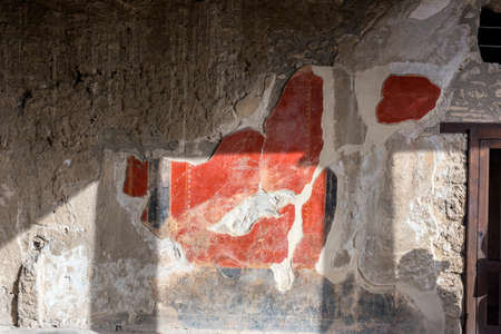 Italy, Pompeii 01/02/2018 Painting in a house of Pompeii, an ancient Roman town destroyed by the volcano Vesuvius .の写真素材