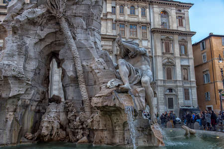 Italy, Rome, 01,01,2018
Fountain of the Four Rivers in the background the church Sant Agnese in Piazza Navona in Romeのeditorial素材