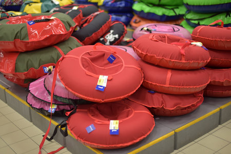 Russia, St. Petersburg 27,12,2015 sled for snow riding in the store
