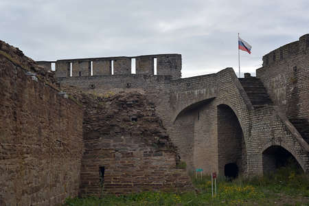 Russia, Ivangorod 01,08,2015 Ancient Russian fortress in Ivangorod.のeditorial素材