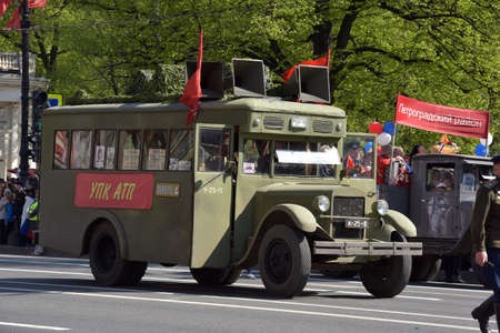 Russia, St. Petersburg 09,05,2016 Cars of the Second World War on the Victory Day paradeのeditorial素材