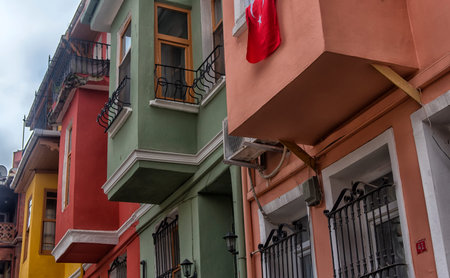 ISTANBUL, TURKEY  19,03,2018  Colorful Houses in old city Balat.のeditorial素材