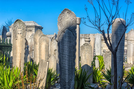Turkey, Istanbul, 13,03,2018   Suleymaniye Mosque Cemetery with tomb of the legendary turkish sultan Suleyman in Istanbul, Turkeyのeditorial素材
