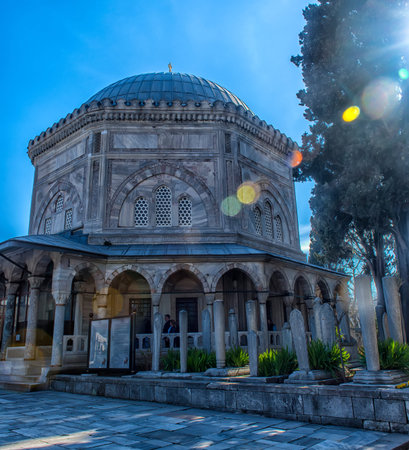 ISTANBUL, TURKEY - 13,03,2018: Tomb of the legendary turkish sultan Suleyman and his wife Hurrem...
