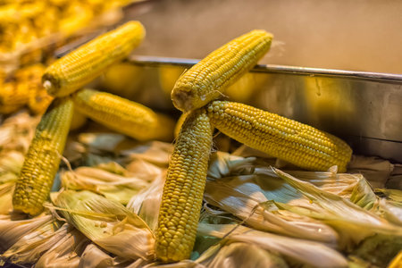 Cooked corn. The streets of Istanbul. Turkey.