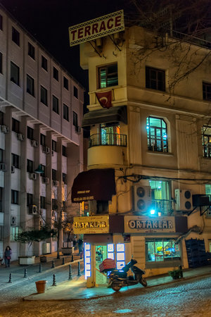 Turkey, Istanbul, 11,03,2018 Night streets of the old city, Sultanahmet districtのeditorial素材