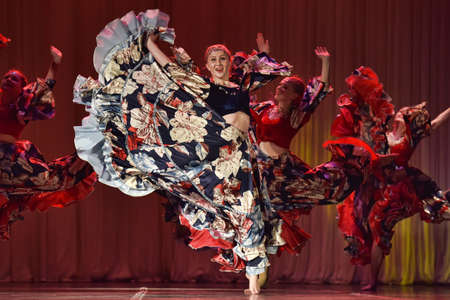 Russia, St. Petersburg, 22,05,2016 Open Dance Festival-2016 Children's dance group performs Flamenco dance at an open festivalのeditorial素材