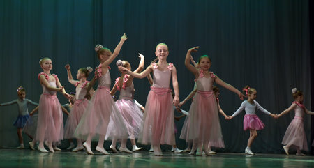 Russia, St. Petersburg, 22,05,2016 Open Dance Festival-2016 Children's dance group performs ballet...