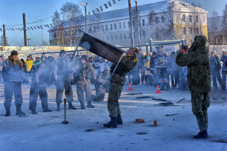 Russia, Saint-Petersburg. 23,02,2018 Demonstration performance of the Russian Army landing troops in...