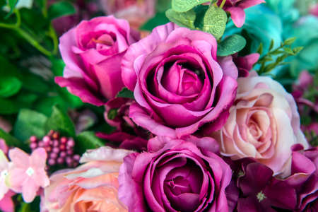 bright peonies, artificial flowers, backgroundの写真素材