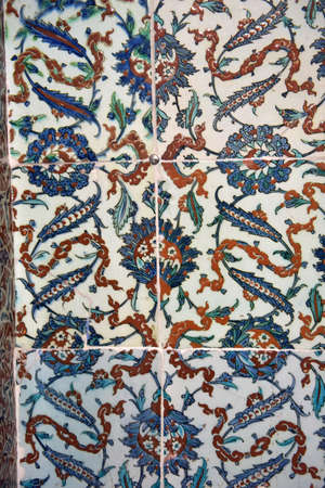 Turkey, Istanbul 23,08,2018 Ancient Handmade Turkish Tiles  in Topkapi palace, Istanbul, Turkeyのeditorial素材