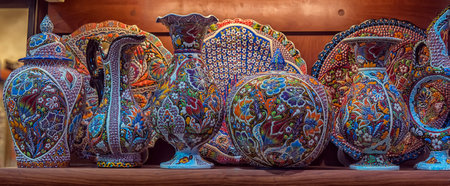 Turkey, Istanbul 23,08,2018 Ceramic vases and jugs at the Grand Bazaarの写真素材