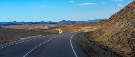 highway on Tazheranskaya steppe, Siberia