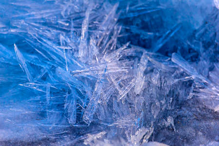 ice on Baikal close at sunsetの写真素材
