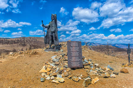 Lake Baikal shore, Irkutsk region, Siberia, Russia. 06:05.2018 monument to tramp, who escaped from the Trans-Baikal hard laborのeditorial素材