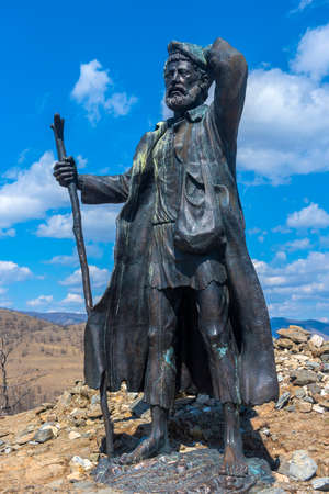 Lake Baikal shore, Irkutsk region, Siberia, Russia. 06:05.2018 monument to tramp, who escaped from the Trans-Baikal hard laborのeditorial素材
