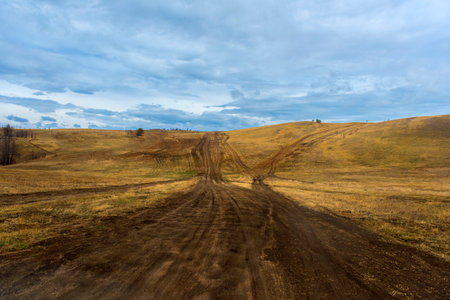 roads in the steppe, in Sibira on Olkhon