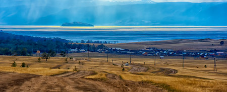 roads in the steppe, Baikal, and clouds
