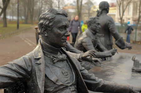 St. Petersburg, RUSSIA 04,11,2014 - a sculptural composition "Architects" in the Alexander Park. Here are 8 architects who made a significant contribution to the formation of the image of St. Petersburg - Bazhenov, Rastrelli, Voronikhin, Trezzini, Montferのeditorial素材