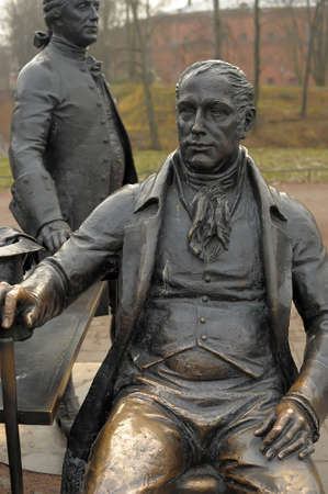 St. Petersburg, RUSSIA 04,11,2014 - a sculptural composition "Architects" in the Alexander Park. Here are 8 architects who made a significant contribution to the formation of the image of St. Petersburg - Bazhenov, Rastrelli, Voronikhin, Trezzini, Montferのeditorial素材