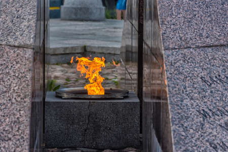 RONSTADT, SAINT PETERSBURG, RUSSIA - 16.06.2018: the Revolutionary memorial, the Eternal flame in the square before the sea Cathedral of St. Nicholasのeditorial素材
