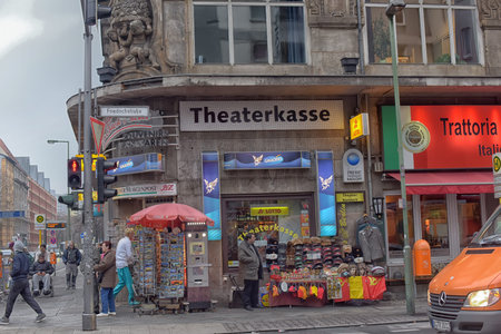 Berlin, Germany - 26.03.2015: The Checkpoint Charlie was a major roadblock, running from 1945 to 1990, linked the area of Soviet occupation with the US.のeditorial素材