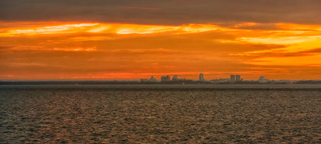 sunrise gold sky clouds sunbeams colour panorama