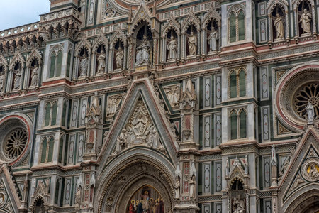 Italy, Florence, 01,03,2018  Cathedral of Santa Maria del Fiore and Baptistery of St....