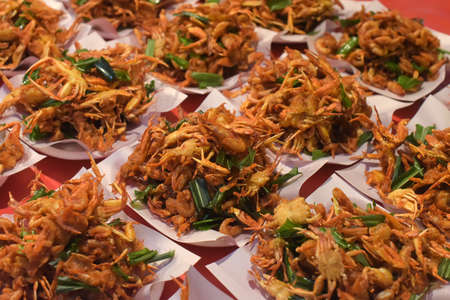 baked crabs on the stove, night market Thailandの写真素材