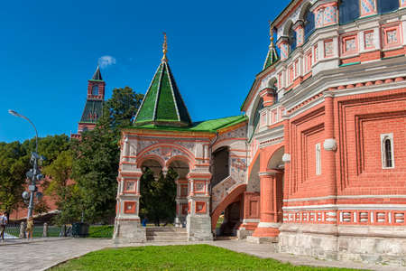 Russia, Moscow 14,08,2018 Multi-colored domes of St. Basil's Cathedral on Red square, Moscow, Russiaのeditorial素材
