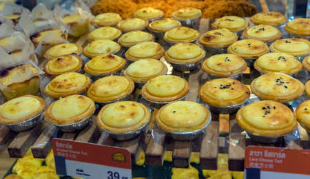 Thailand, Bangkok 24,08,2018 A variety of pastries on the shelves of a bakery in a shopping centerのeditorial素材