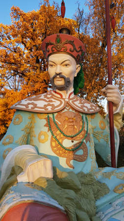 Russia, Pushkin, 14,10,2018  Statue on Chinese Bridge in Alexanders park, Tsarskoye Selo, Saint-Petersburg, Russiaのeditorial素材