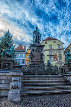 GRAZ, AUSTRIA - 03.01.2018  Archduke Johann Fountain, allegorical representation of the river Sann, Hauptplatz square, Graz, Styria,のeditorial素材