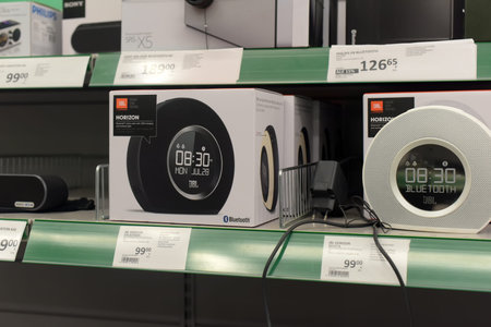 Finland, Lappeenranta, 22,05,2015 Acoustic speakers in the store